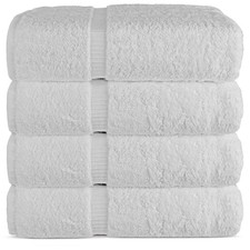 4-Piece White 100 Turkish Cotton Bath Towel Set 27x54 inch Premium Quality