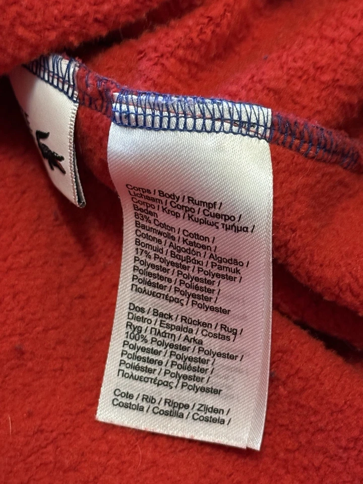 Lacoste Sport Color Block Crew Neck Pullover Sweatshirt Red Red Blue Size 4XL - Image 4 of 4