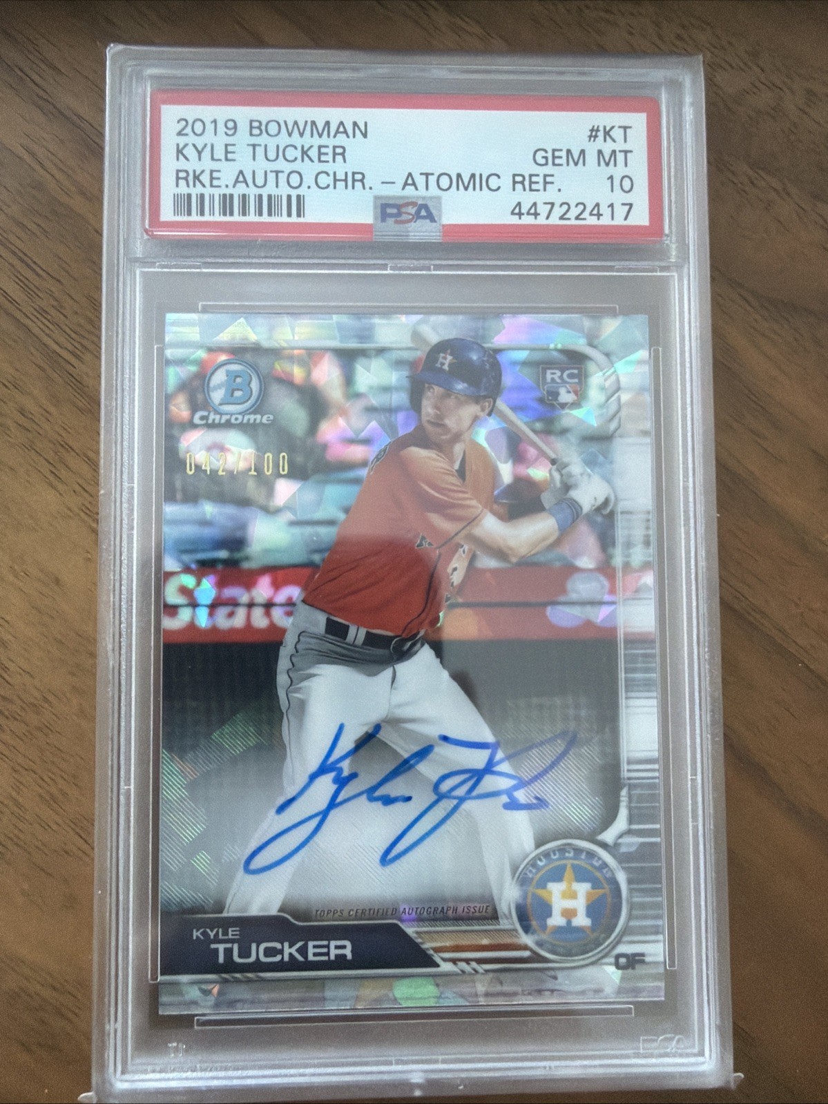 2019 Bowman Chrome Kyle Tucker Rookie auto RC atomic refractor #/100 PSA 10