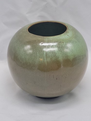 Vintage Midcentury Forrest Green Frankoma Pottery Ball Vase 55 - Picture 4 of 14