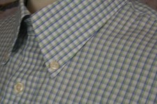 KIRKLAND SIGNATURE Men  s Shirt Blue Check Button Down Non-Iron Cotton 16 1/2