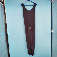 H M Women's Size Small Basic Black Sleeveless Drawstring Ankle Jumpsuit