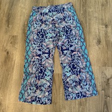 Lilly Pulitzer Bal Harbour Palazzo Blue Flowy Pants Womens Size Medium
