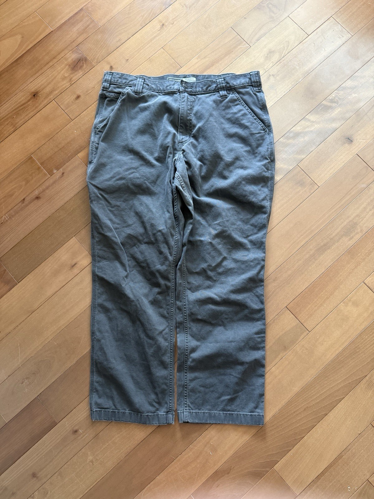 Men's Carhartt Relaxed Fit Canvas Work Pants Dark Grayb 37 x 28 Outdoor Workwear