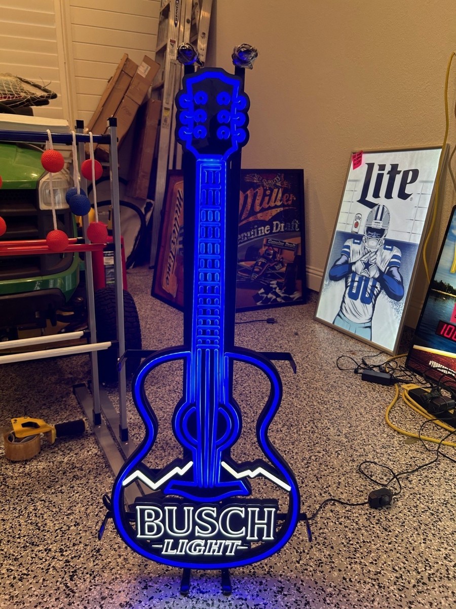 BUSCH LIGHT GUITAR LED BEER BAR SIGN MAN CAVE GARAGE DECOR LIGHT
