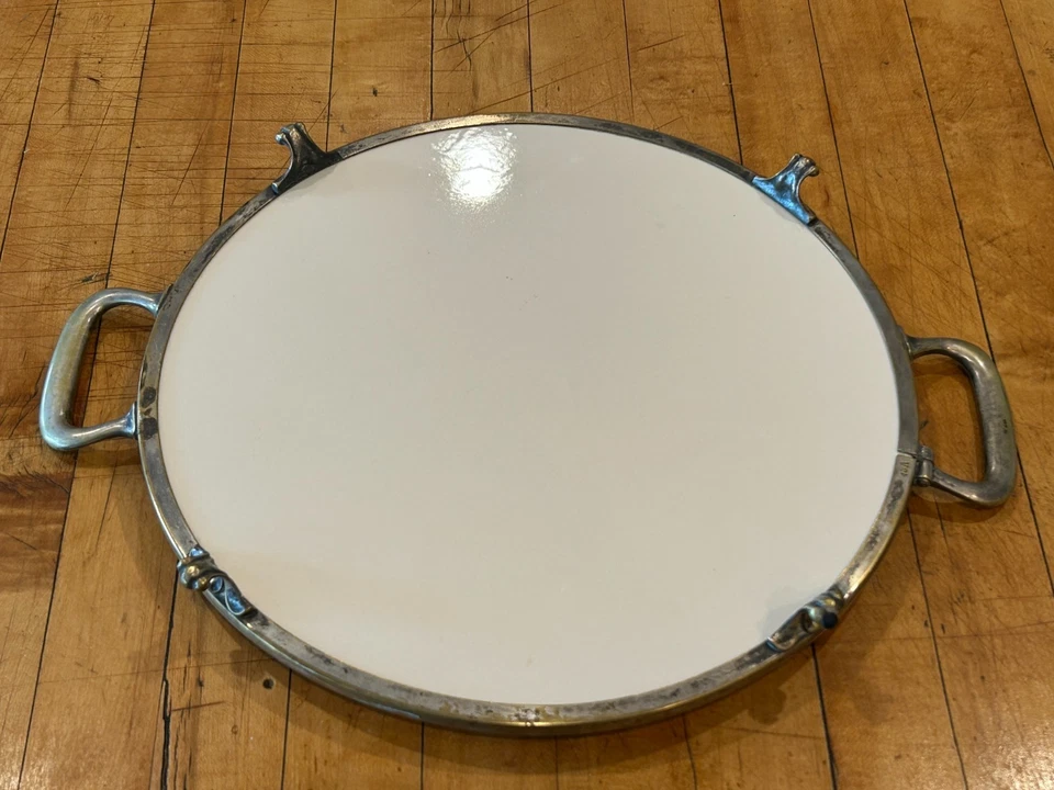 WMF 1900 Porcelana Latón Bandeja Soporte para Pasteles Floral con Mariposa y ABEJA! Alemania Foto 4 de 4