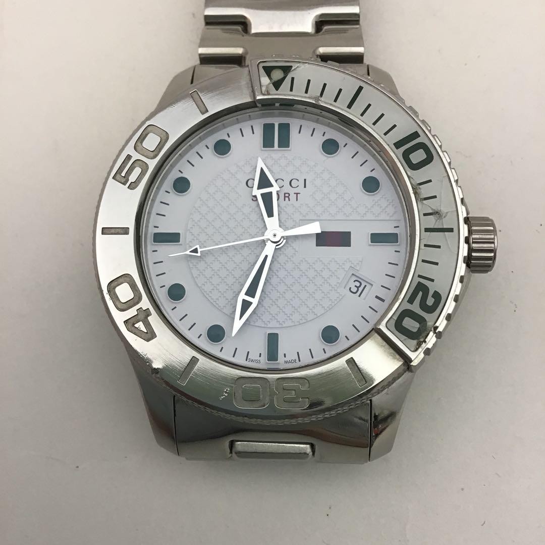 Gucci G-Time Sport 1262 Silver Stainless Steel Men's Swiss Quartz Watch Pre-Owned