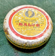 Vintage Distressed | Rawleigh's Antiseptic Salve - 4" Empty Tin | Americana