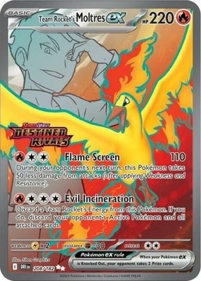 Light Play x 1 Team Rocket's Moltres ex (Destined Rivals Stamp) - 208/182 - Ultr