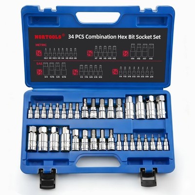 NORTOOLS Master Hex Bit Socket Set S2 Steel Allen Sockets SAE One Size 