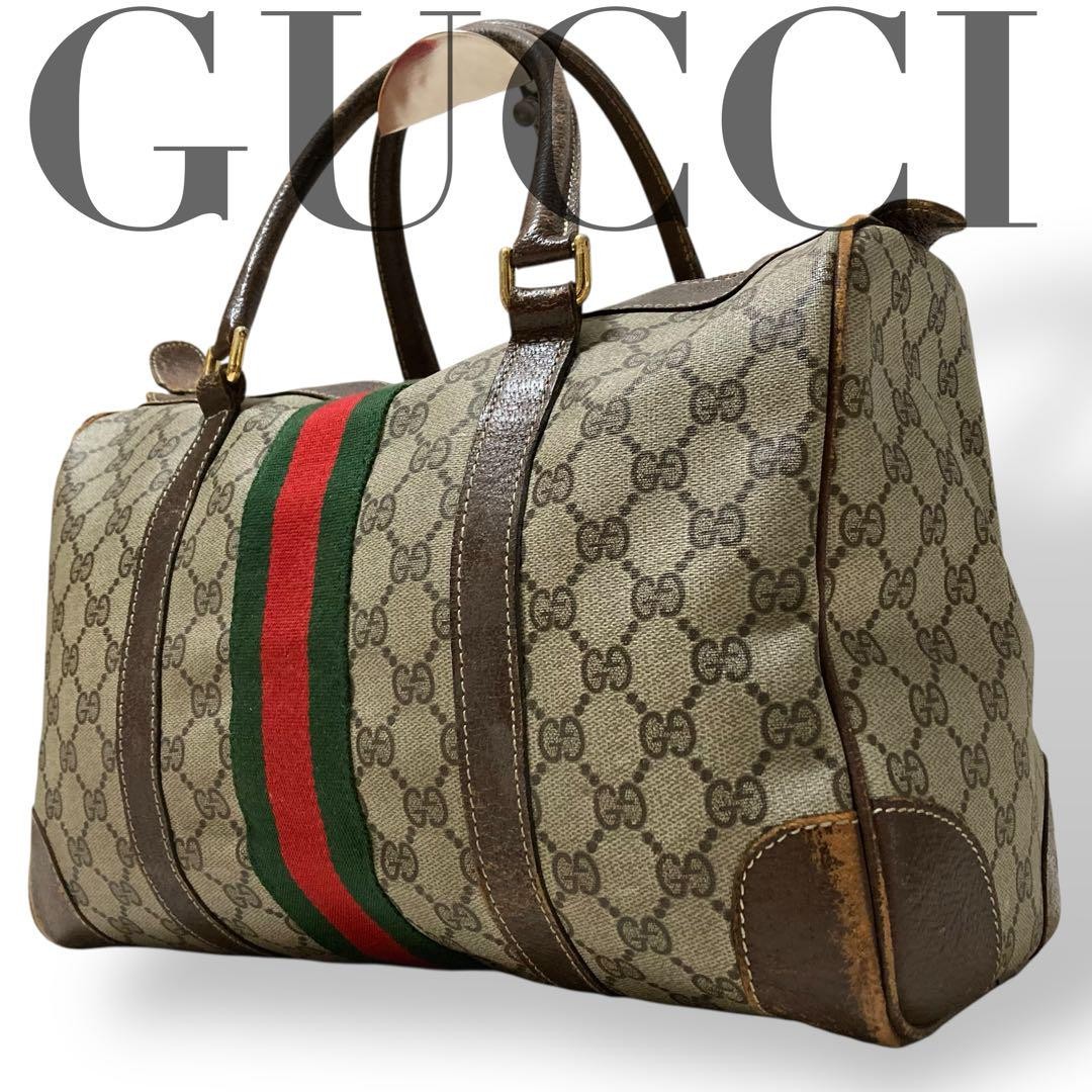 GUCCI Sherry Line Beige PVC Handle Bag Authentic G0704542