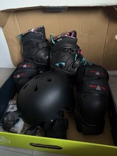 Rollerblade Womens Inline Skates UK 7 EU 40.5 Black Aqua Pink BUNDLE