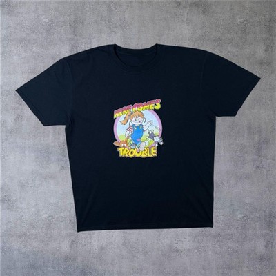 Here Comes Trouble Cartoon Mädchen Katze Y2K Zauber Grafik schwarz T-Shirt XL