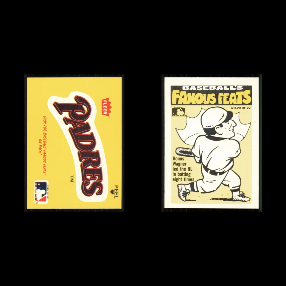 Pegatina Honus Wagner #20 1986 Fleer Star Famous Feats San Diego Padres Béisbol Foto 3 de 3