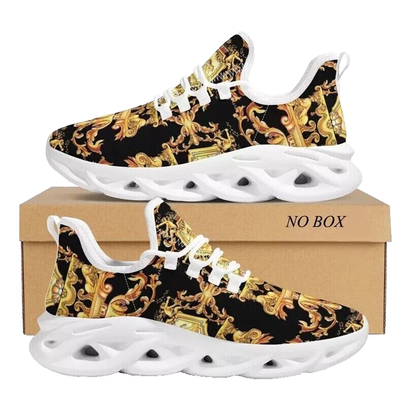 Mujer Zapatillas de Plataforma Lujo Estampado Barroco Zapatos Negro Blanco Foto 4 de 4