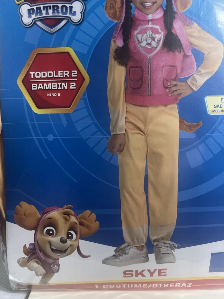 Disfraz Skye Nickelodeon PAW Patrol para niños pequeños talla 2 rosa y tostado 3 piezas Nuevo con etiquetas Foto 3 de 4