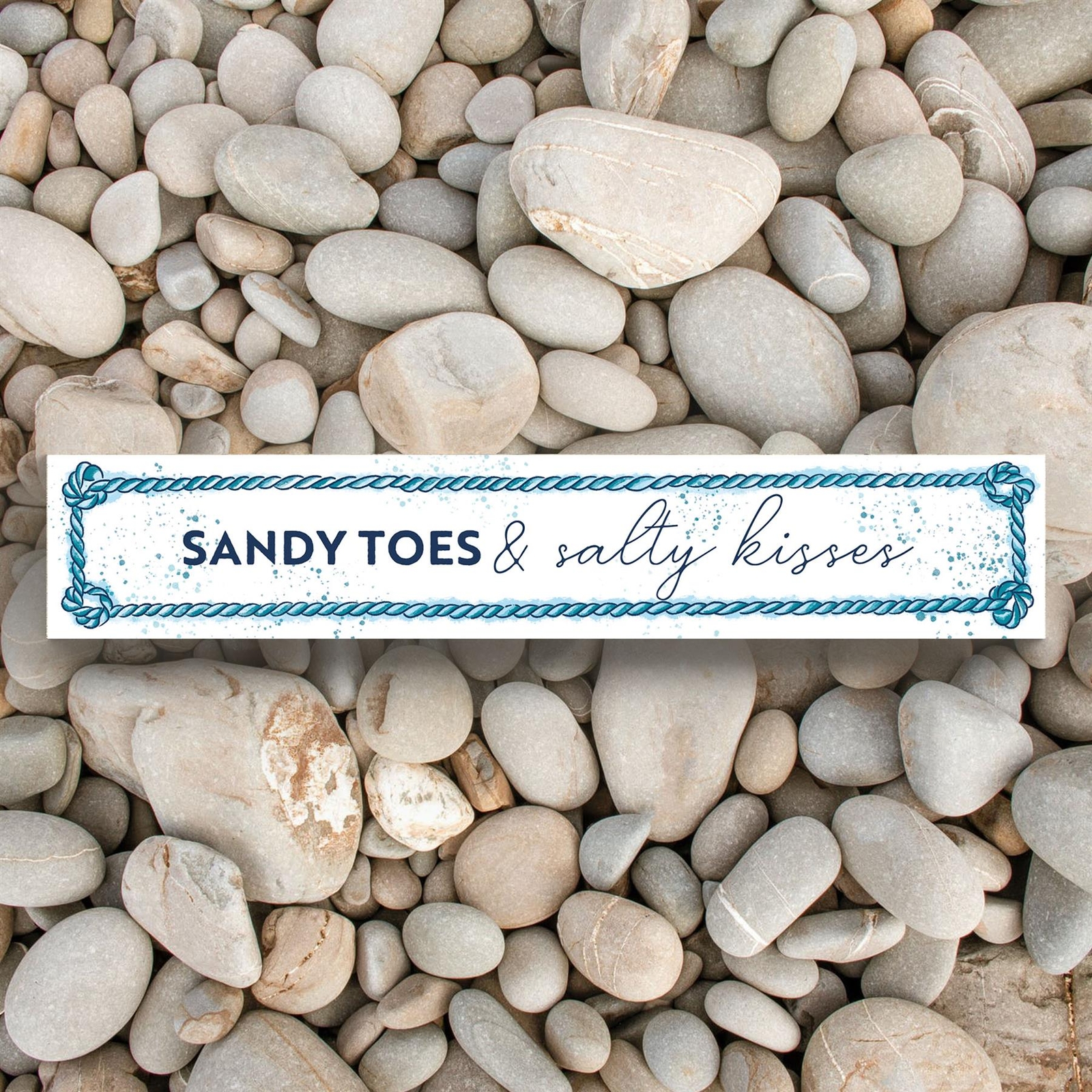 SANDY TOES SALTY KISSES NAUTICAL WATERCOLOUR EFFECT WOODEN NOVELTY BLOCK