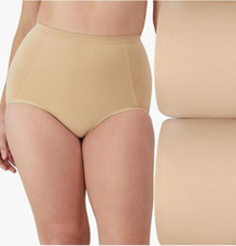 Bali Women's Ultra-Firm Control 2-Pack Shapewear Brief Seamless Beige Sz L 6828
