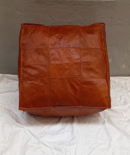 New Top Quality Moroccan Footstool Leather Pouf Boho Brown Genuine Pouffe - Picture 7 of 9