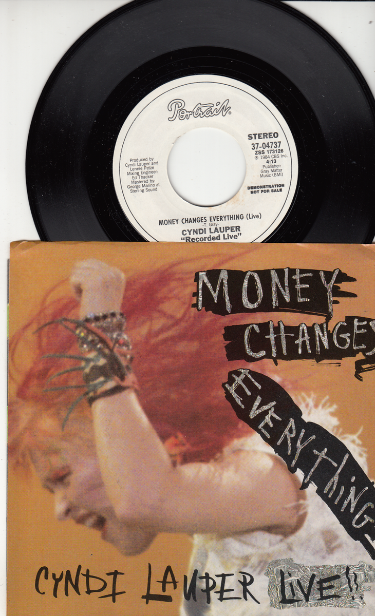 Cyndi Lauper Money Changes ライブ レコード CYNDI LAUPER - MONEY CHANGES EVERYTHING (LIVE) - PROMO 45