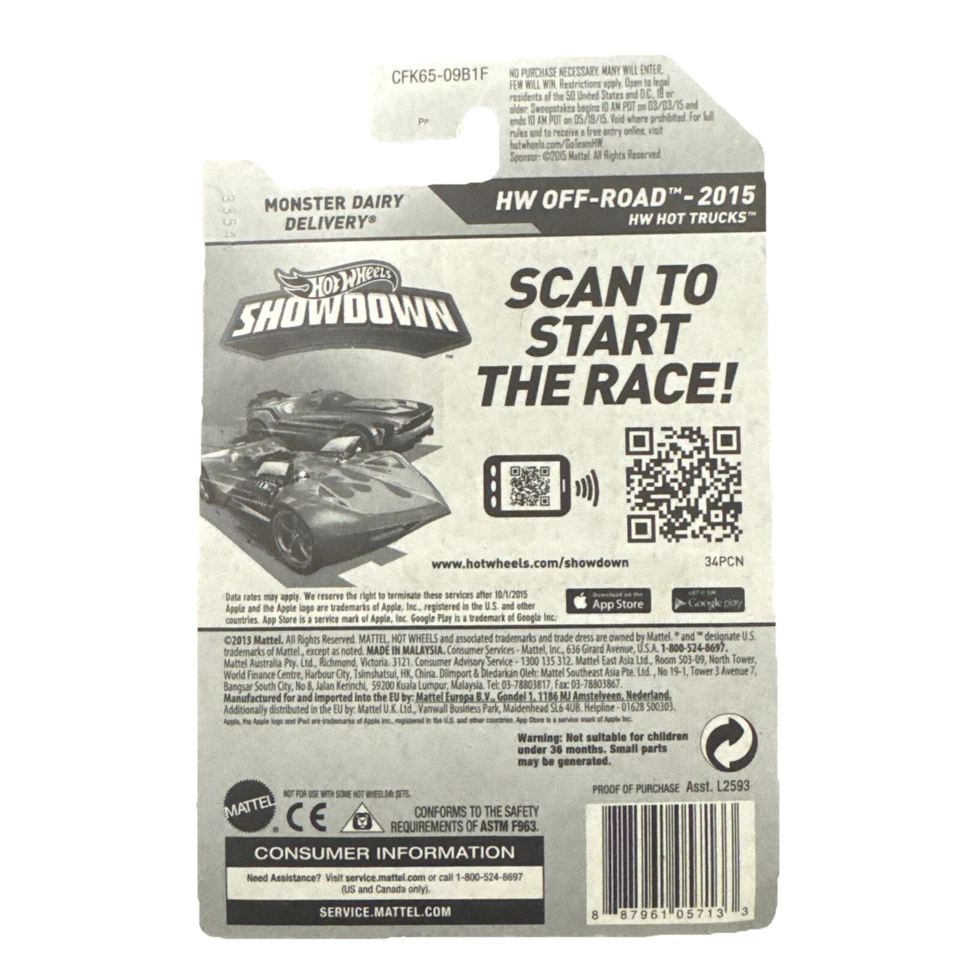 HOT WHEELS 2013 HW OFF ROAD SERIES MONSTER ENTREGA DE LATICÍNIOS COR AZUL  - Imagem 2 de 2