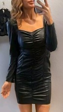 Generation Love NWT Estelle Black Soft Vegan Leather Midi Dress Large Party LBD