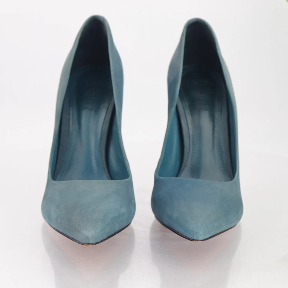 Zapato de vestir SCHUTZ para mujer Lou Pump talla 9 punta tacón azul verde azulado aguamarina nobuck Foto 3 de 4