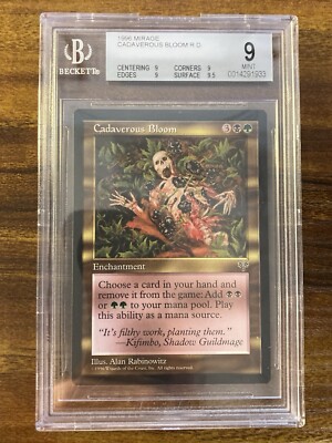 MTG CADAVEROUS BLOOM Mirage BGS Quad 9 s+ MINT RARE Enchantment RESERVE LIST