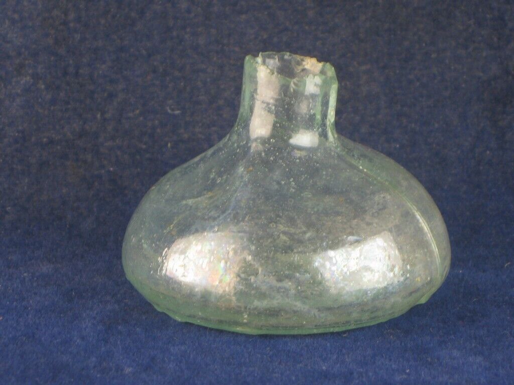 54161  Old Vintage Antique Glass Ink Bottle Inkwell Tent Lyons