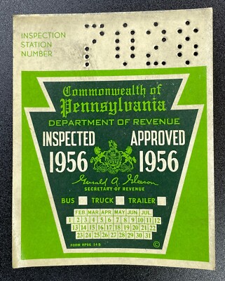 1956 Pennsylvania Inspection Sticker Pa VTG UNISSUED! Antique Truck Ford Dodge