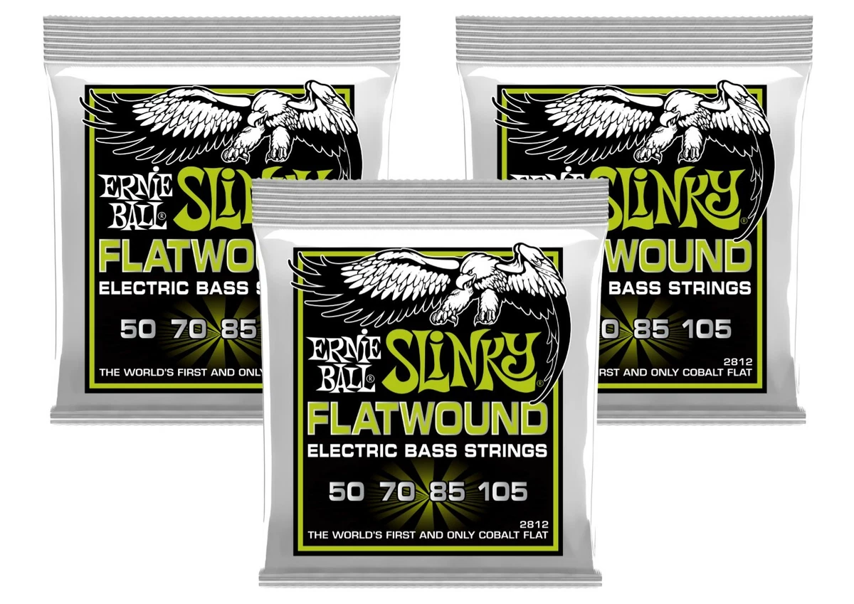 3 PACK Ernie Ball P02812 Regular Slinky Flatwound Bass Set .050