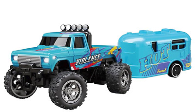 RC Micro 1/64 PICKUP TRUCK W/ Trailer + LED Micro RC Truck 2.4ghz *BLUE*