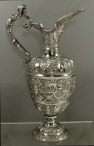 ENGLISH STERLING CELLINI PITCHER    1872 GEORGE FOX   RARE