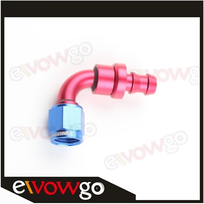 US SHIP 90 Degree 6AN AN6 AN-6 Aluminum Push-on Hose End Fitting Adaper Red/Blue