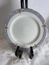 Antique Plate W.H. GRINDLEY AND CO. LTD.  Blue Rim Pink STAFFORDSHIRE, ENGLAND