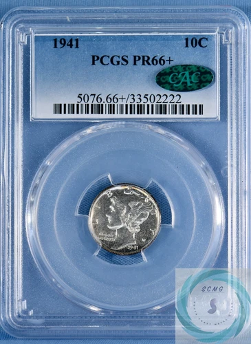 1941 Mercury Dime PCGS PR66+ w/CAC - Original Coin w/Vintage Toning