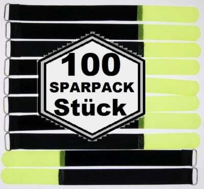 BIE-TEC 100 Klettkabelbinder 300 x 25 mm neongelb Klett Kabelbinder Klettband Kabelklett