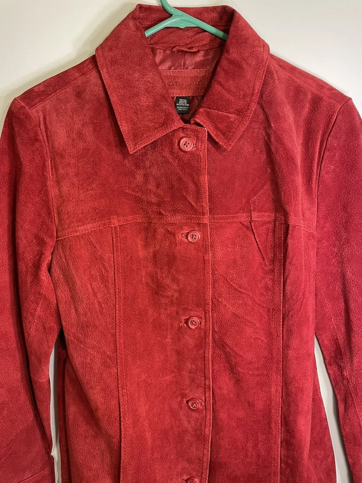 Chaqueta De Colección JACLYN SMITH Gamuza Genuina Cuero Rojo M Nueva Con Etiquetas Foto 2 de 4