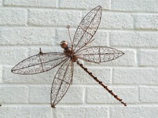 Dragonfly Wall Art Garden Ornament - Extra Large Metal Wire Dragonfly - Copper