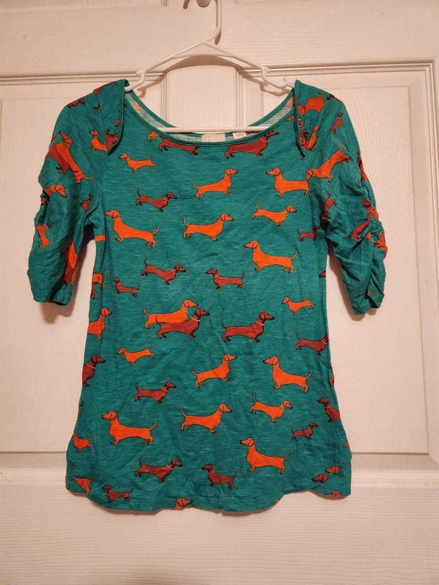 Anthropologie Dachshund 52 Conversations Haute dog Top Sz Medium