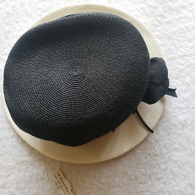 Norman Durand Vintage Beige Straw Hat Black Flower  display picture 1