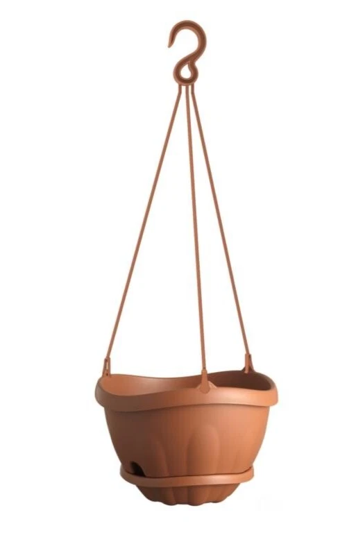 Cesto Fioriera Sospeso Da Parete In Plastica - Design Semicircolare Con Gancio - Senza Foro Di Drenaggio - 21x16,5 Cm