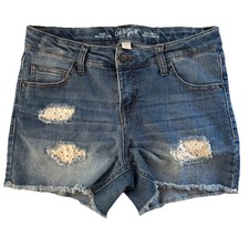 Cat And Jacks Girls Denim Shorts Super Stretch With Patches Size XL 14/16