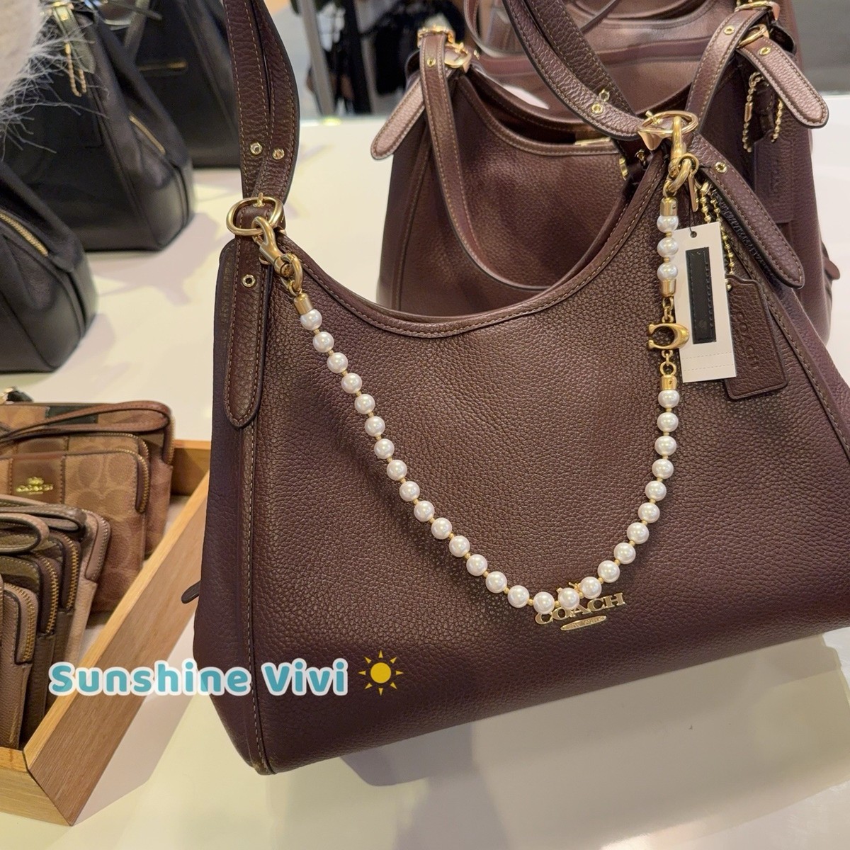 NWT Bundle Coach Erin Shoulder Bag Leather CAQ86 Maple Gold