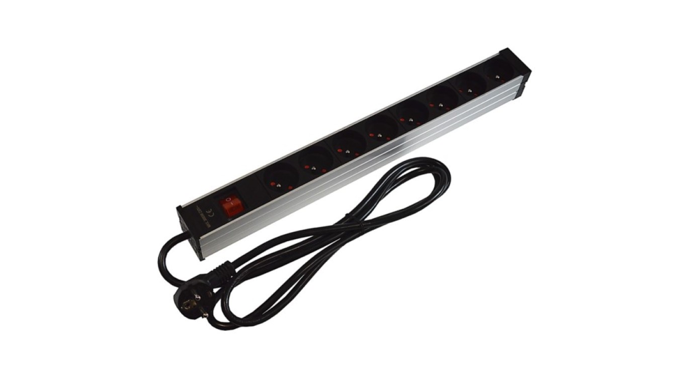 1U Power Strip 19 8 Outlets Angle Switch 005263