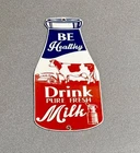 VINTAGE DRINK MILK CAN PORCELAIN SIGN CAR GAS TRUCK OIL MOTORCYCLE