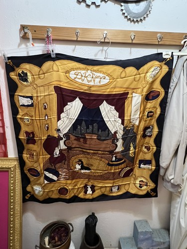 DKNY silk scarf Penthouse Dogs Scenic Pattern