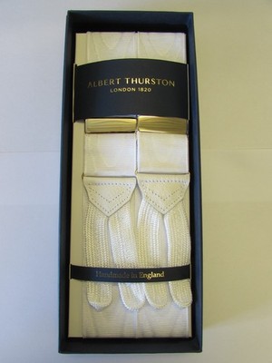 ALBERT THURSTON MOIRE WHITE GOLD FITTINGS BRAID END BRACES