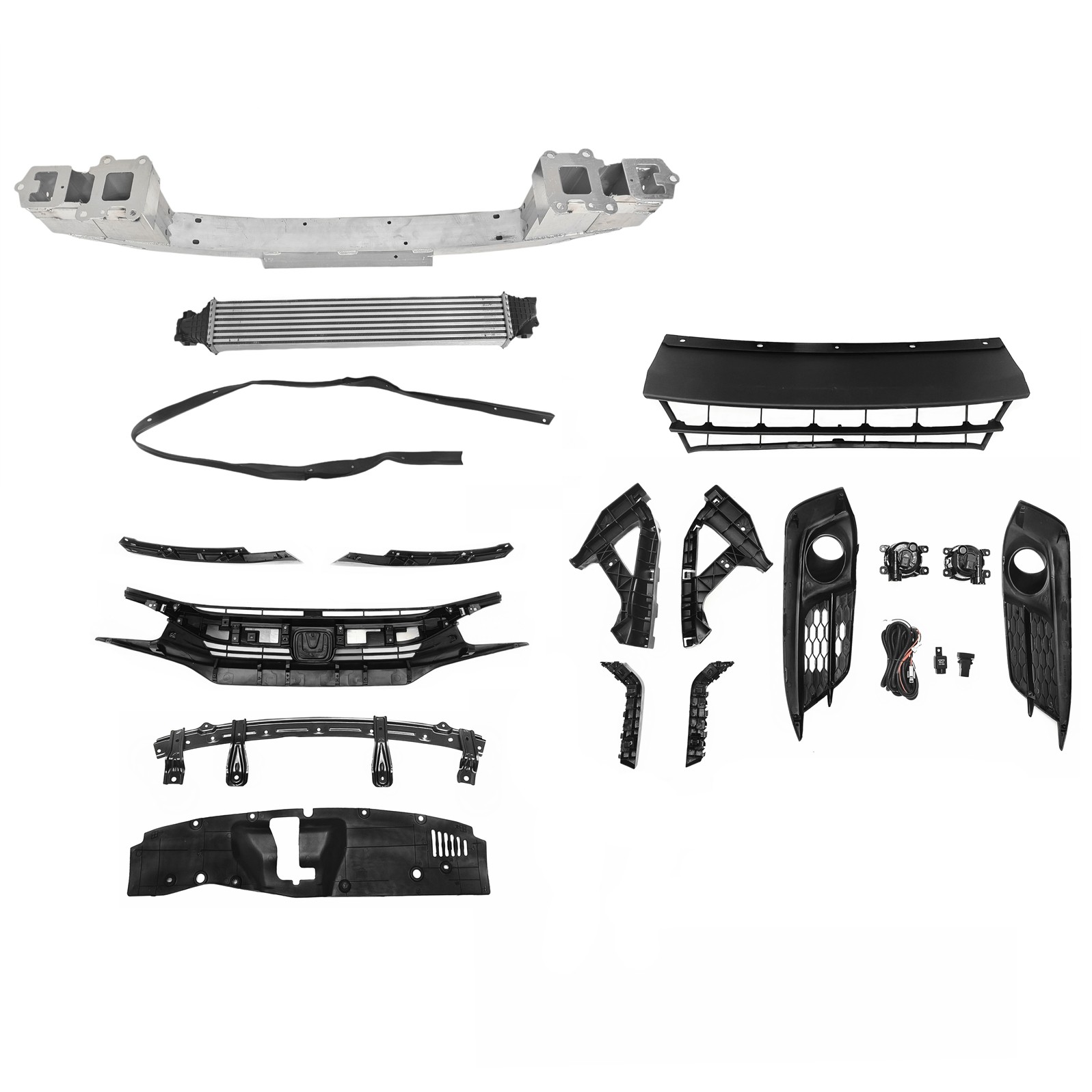 For CIVIC 2016-18 Front Grilles/Fog Lights/Bumper Reinforcement/Intercooler Kit