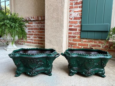 PAIR Antique French Cast Iron Jardiniere Large Footed Cache Pot Planter  c1880 | eBay